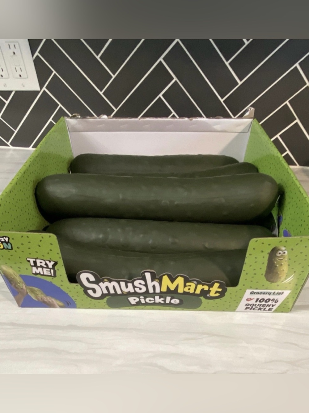 Crazy Fun SmushMart Pickle Jumbo Squishy Sensory Toy Green Stress Relief NEW